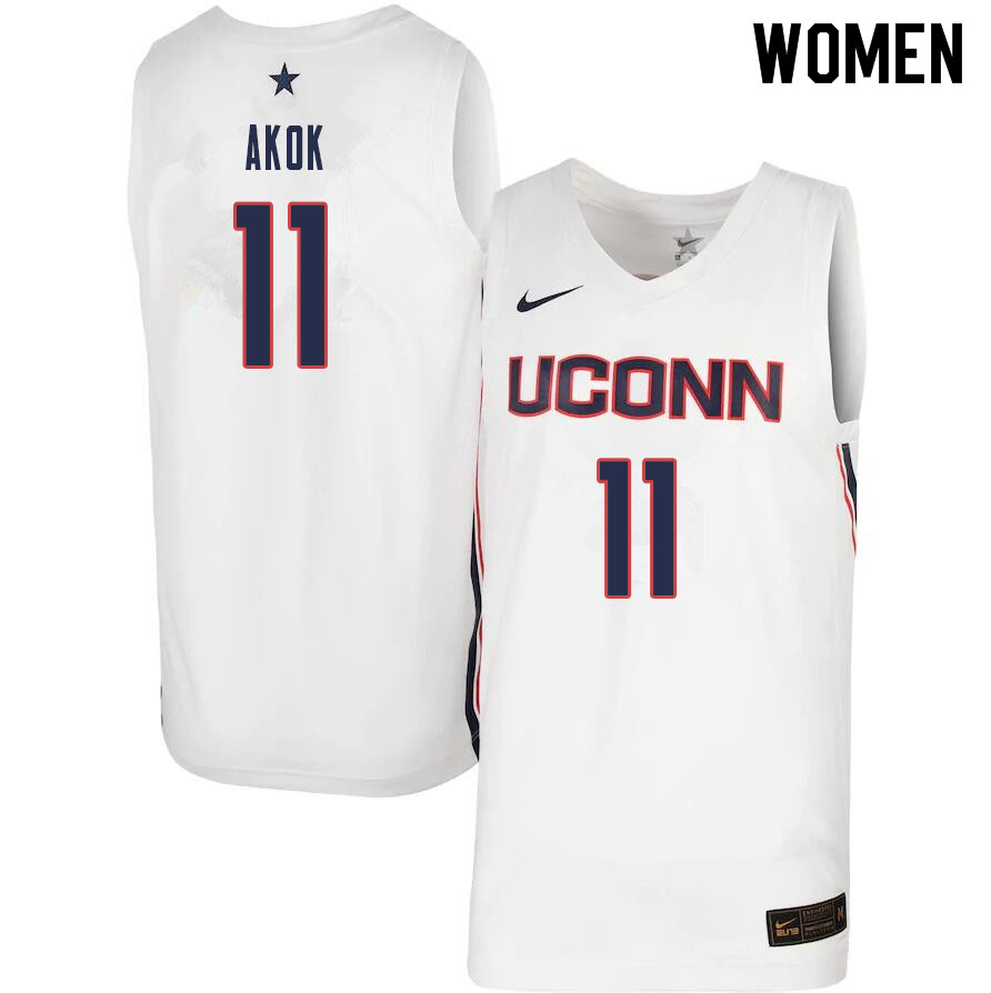 Women #11 Akok Akok Uconn Huskies College Basketball Jerseys Sale-White